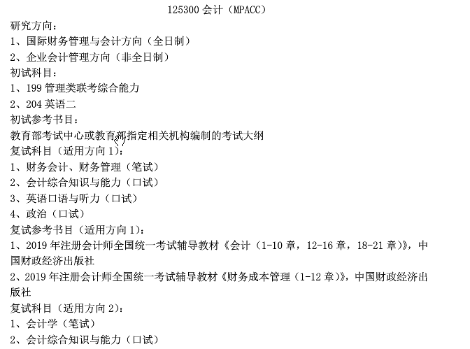 2020MPAcc復試科目