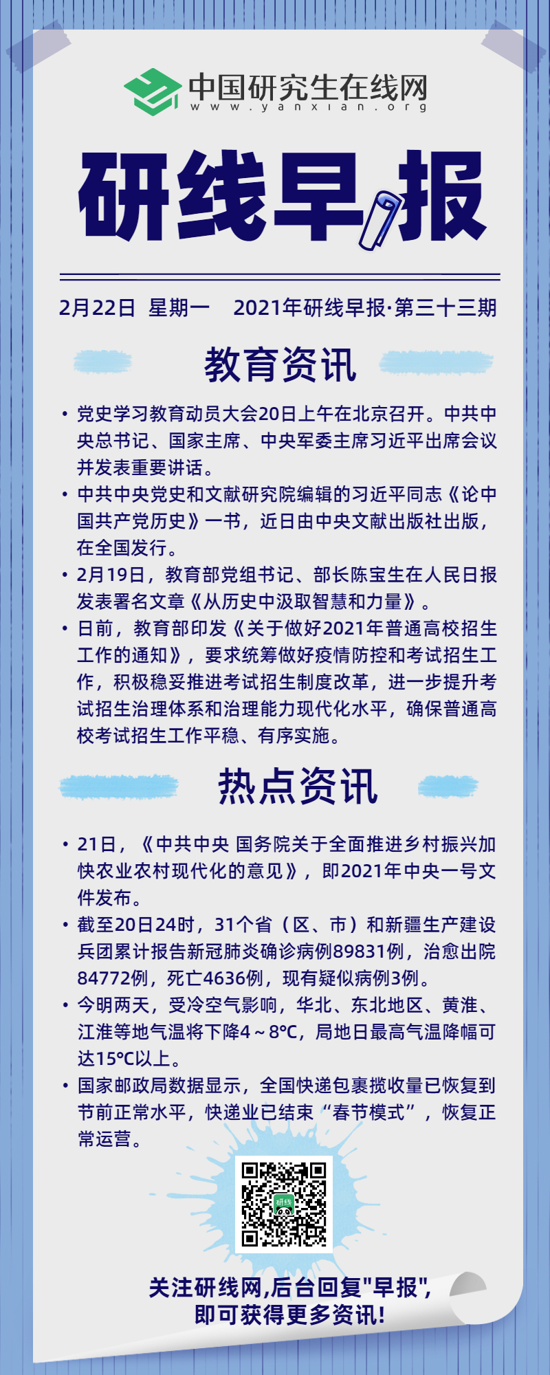 【2021年研線早報·第三十三期】2月22日